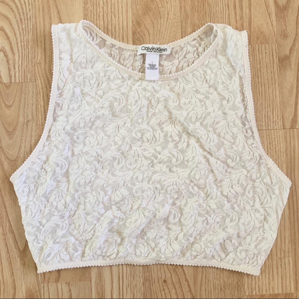 Calvin Klein Sheer Lace Crop Top